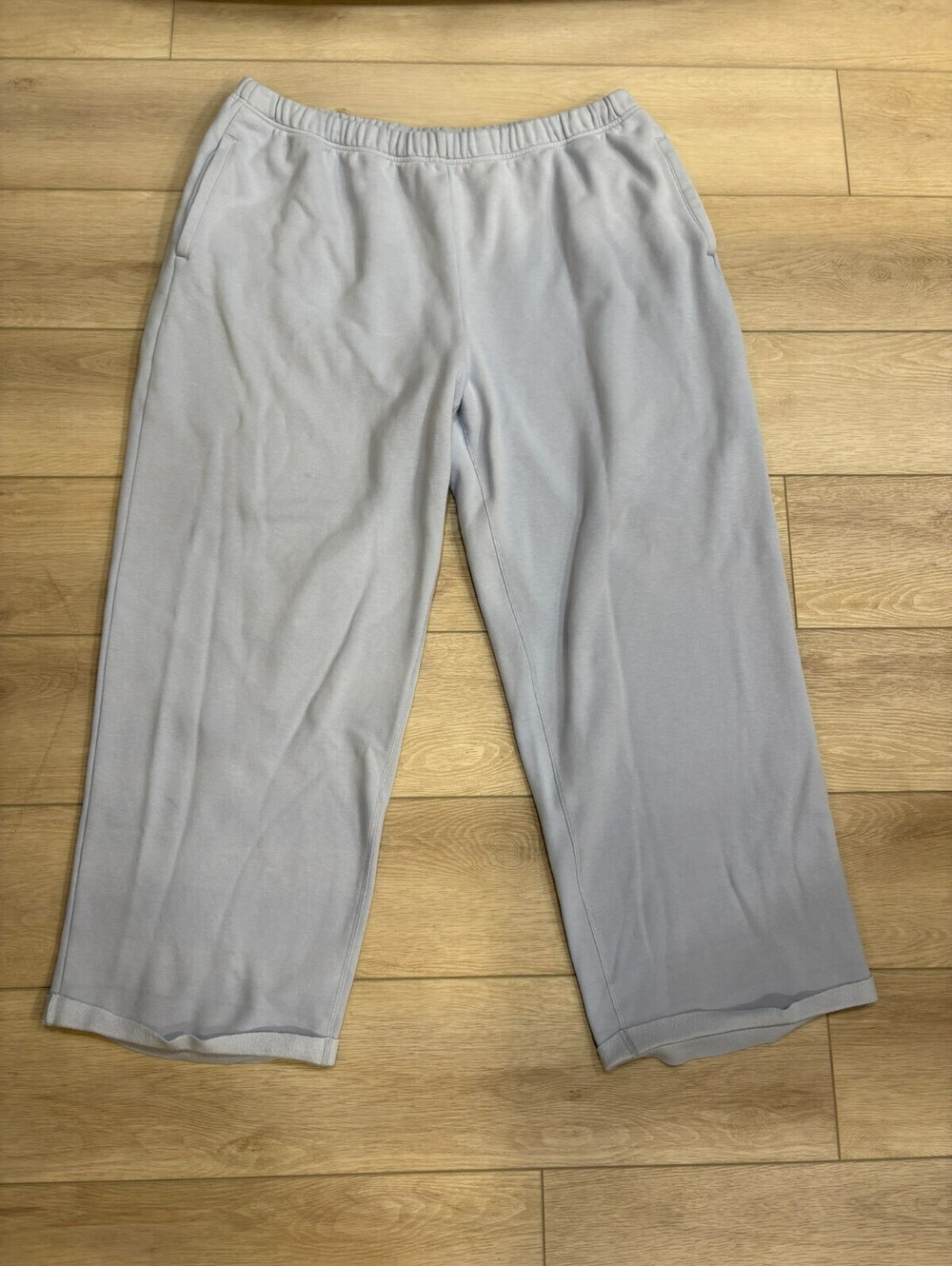 Skims Sweatpants Womens 3X Lt Bule Fleece Wide Leg Elastic Waist Lounge Cozy